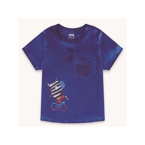 Blue Short Sleeve Tees Casual Cotton
